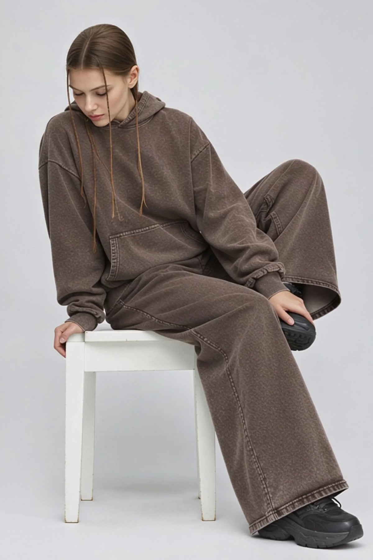 Oversized Hooded Sweatshirt – Black Black
