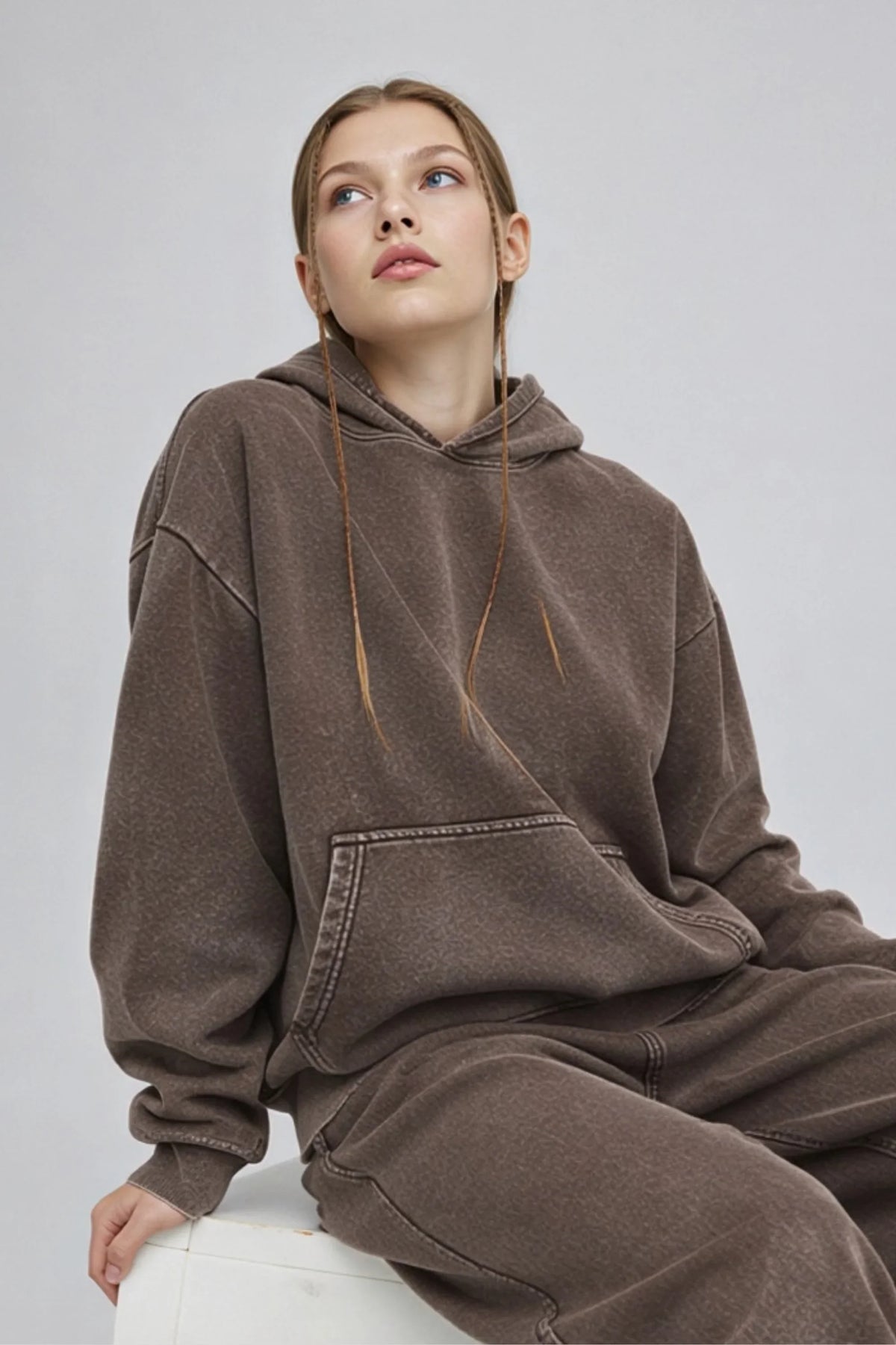 Oversized Hooded Sweatshirt – Black Black