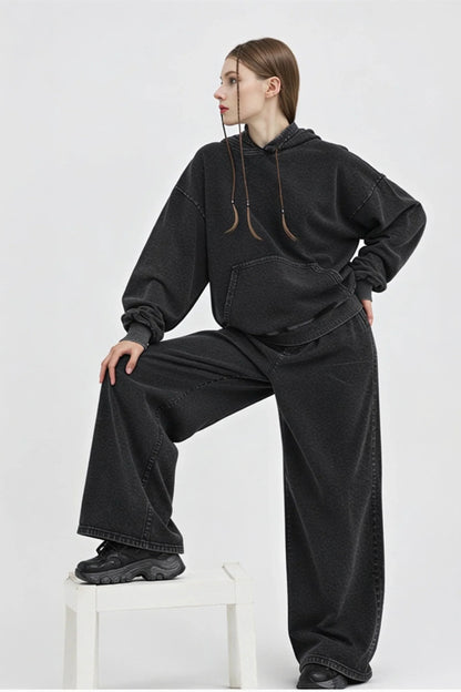 Oversized Hooded Sweatshirt – Black Black