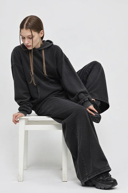 Oversized Hooded Sweatshirt – Black Black