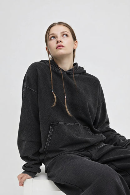 Oversized Hooded Sweatshirt – Black Black