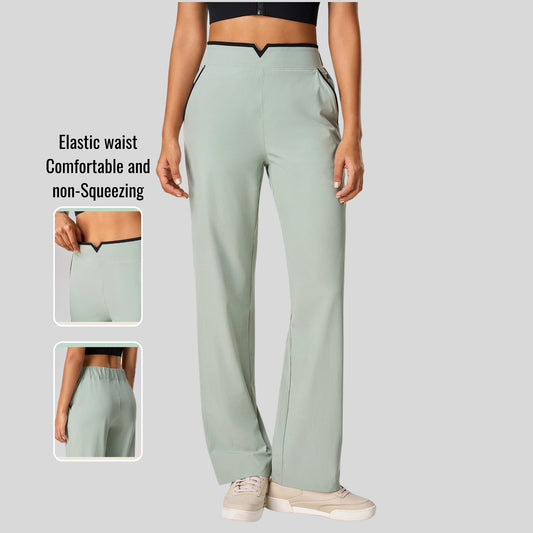 Alzya® High-Waisted Pants – Contrast Elastic Waistband, Fluid Fit & Zero Fastening - Alzya