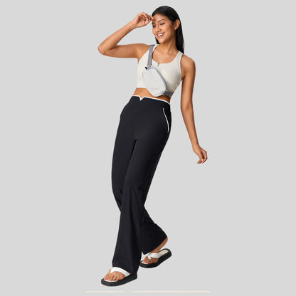 Alzya® High-Waisted Pants – Contrast Elastic Waistband, Fluid Fit & Zero Fastening - Alzya