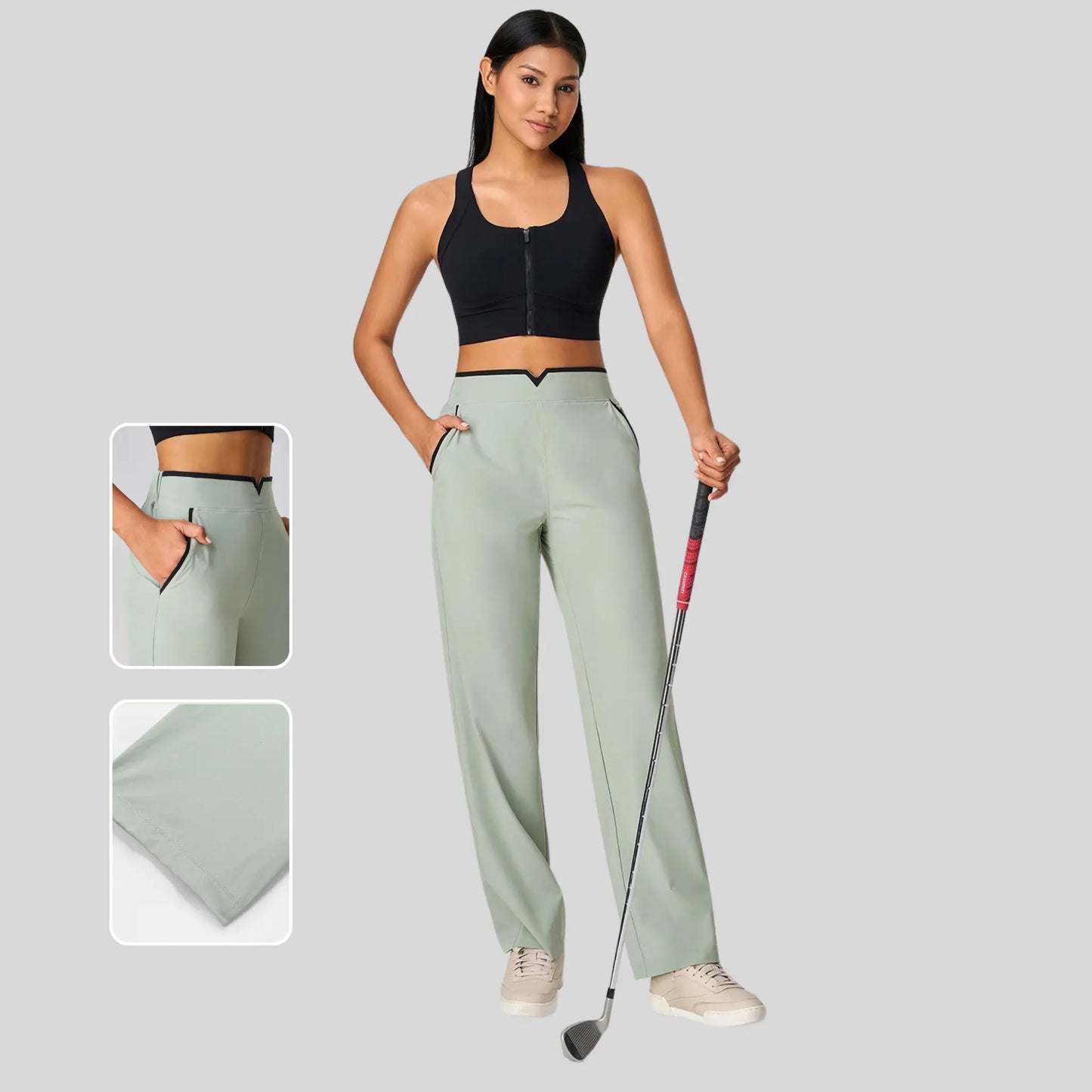 Alzya® High-Waisted Pants – Contrast Elastic Waistband, Fluid Fit & Zero Fastening - Alzya