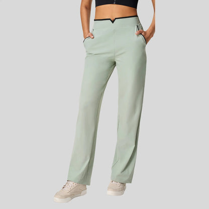 Alzya® High-Waisted Pants – Contrast Elastic Waistband, Fluid Fit & Zero Fastening - Alzya