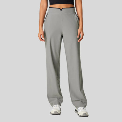 Alzya® High-Waisted Pants – Contrast Elastic Waistband, Fluid Fit & Zero Fastening - Alzya