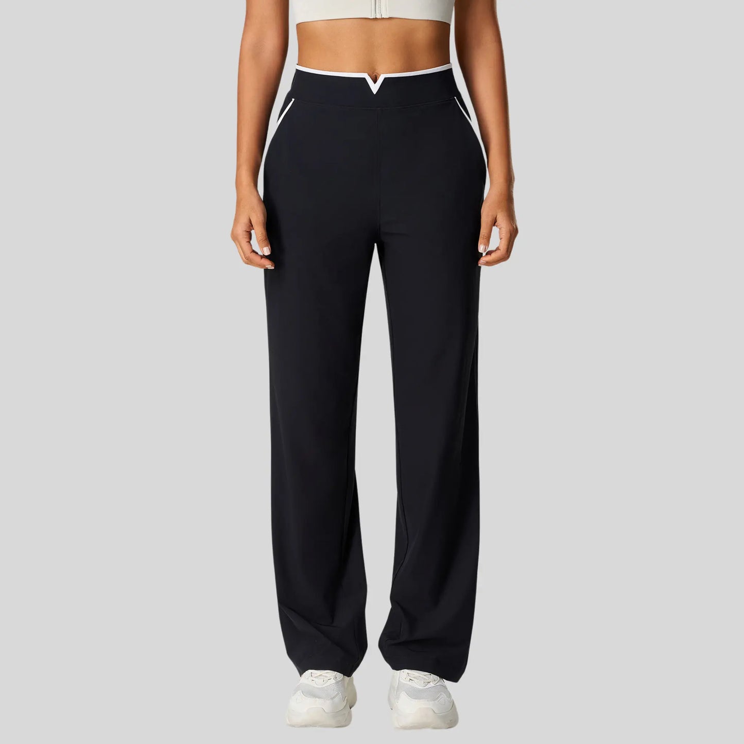 Alzya® High-Waisted Pants – Contrast Elastic Waistband, Fluid Fit & Zero Fastening - Alzya