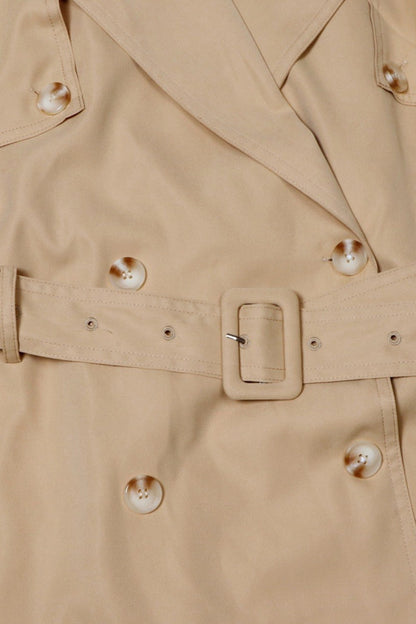 Short Double-Breasted Trench Jacket with Belt – Beige