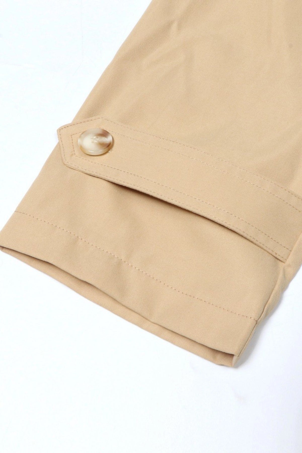 Short Double-Breasted Trench Jacket with Belt – Beige