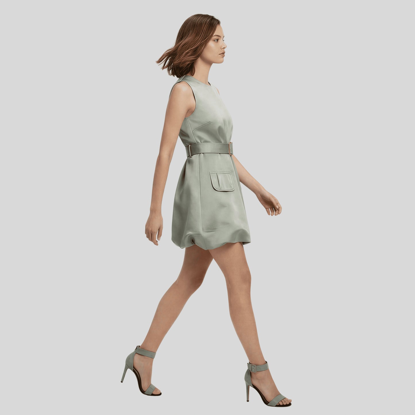 Silky Belted Short Dress