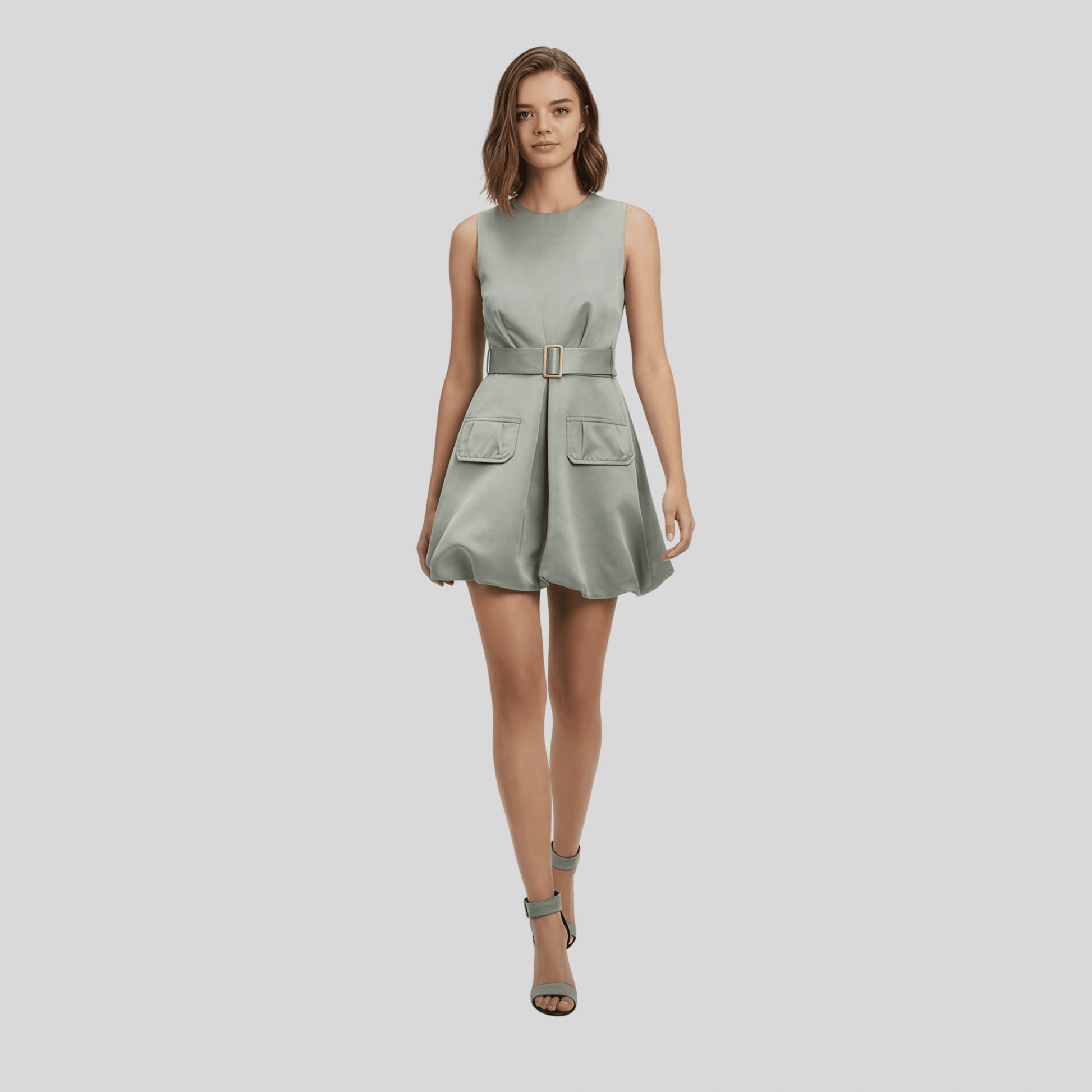 Silky Belted Short Dress