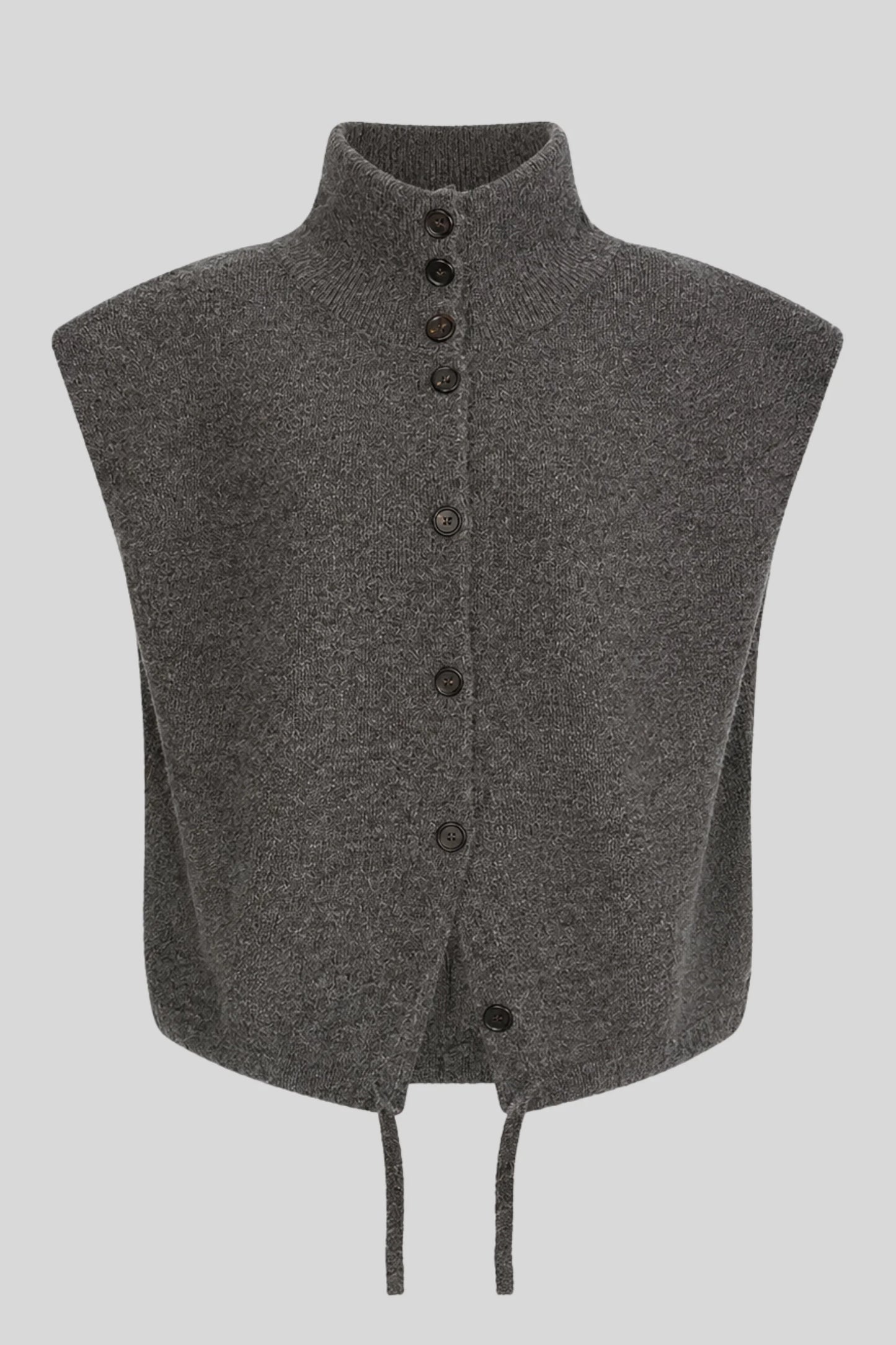 Sleeveless High Collar Knit Vest – Dark Gray Dark Gray
