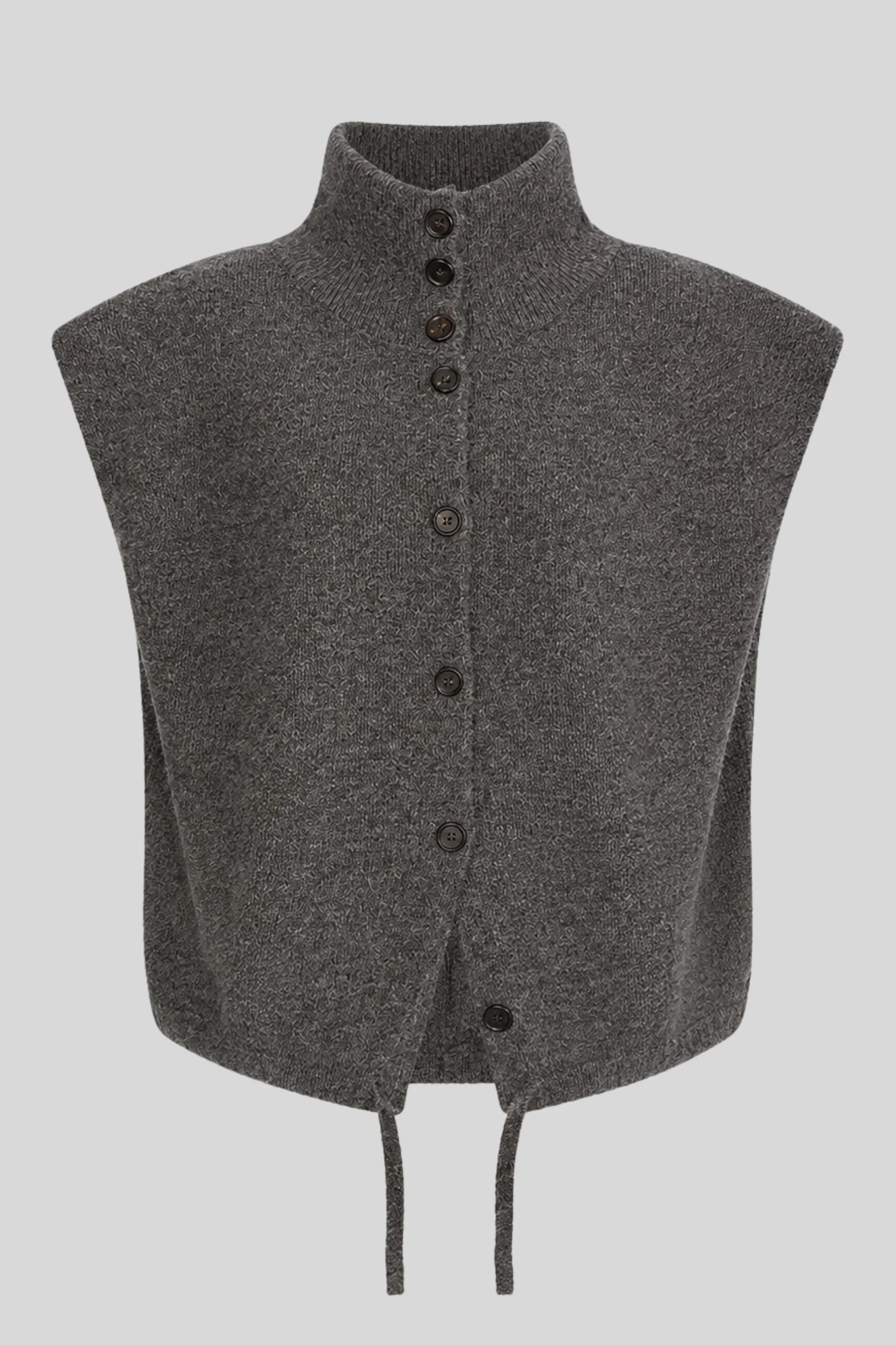 Sleeveless High Collar Knit Vest – Dark Gray Dark Gray
