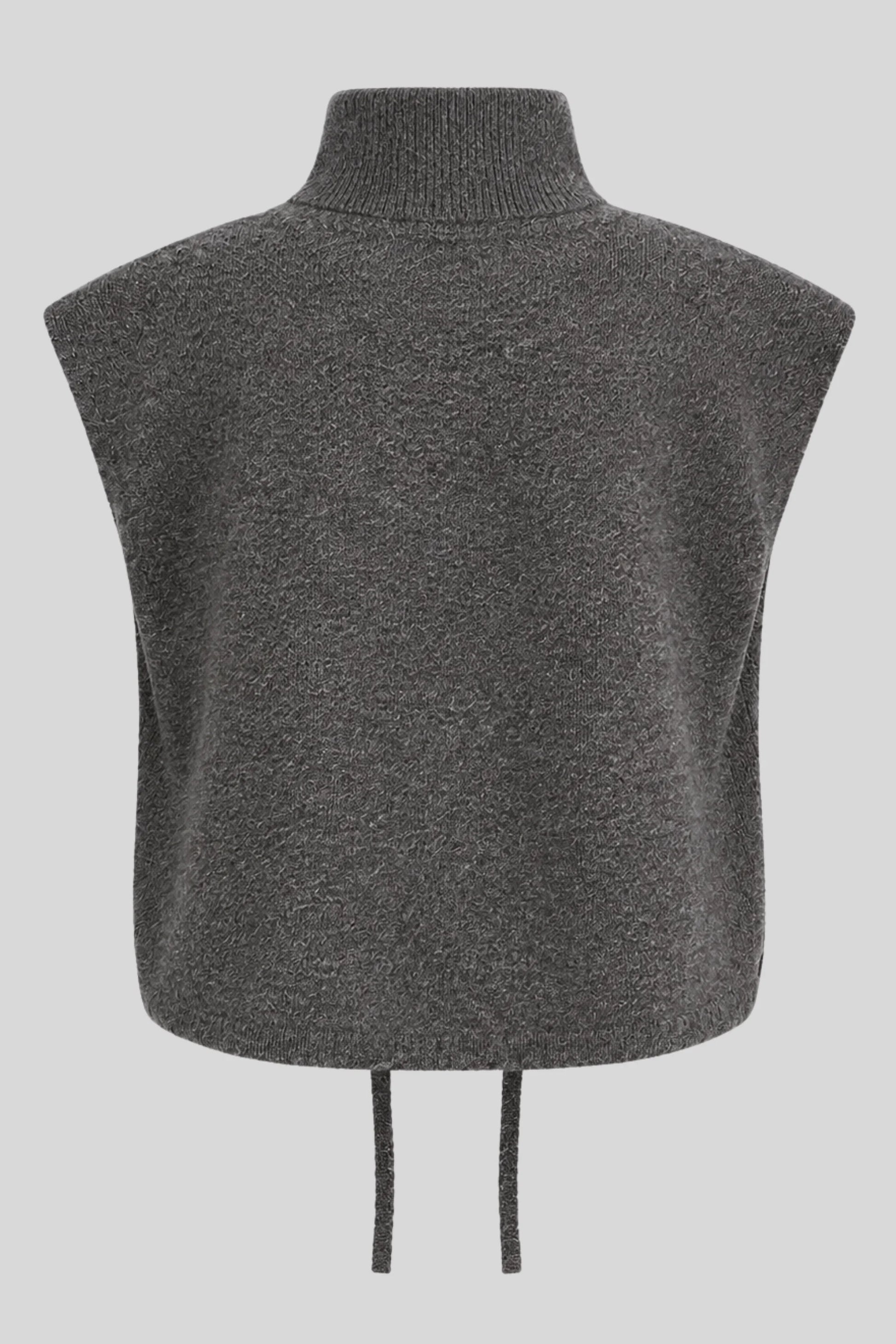 Sleeveless High Collar Knit Vest – Dark Gray Dark Gray