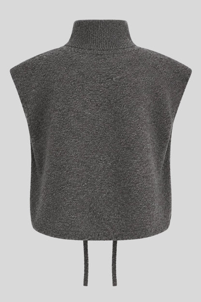 Sleeveless High Collar Knit Vest – Dark Gray Dark Gray