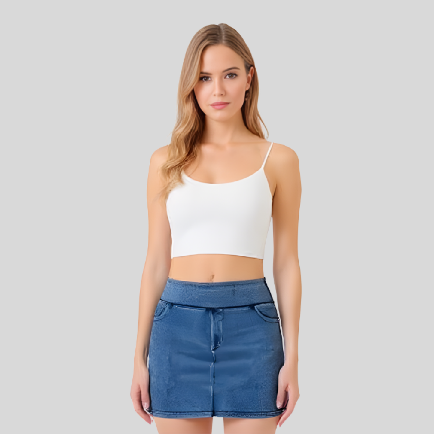 Stretch Denim Mini Skirt