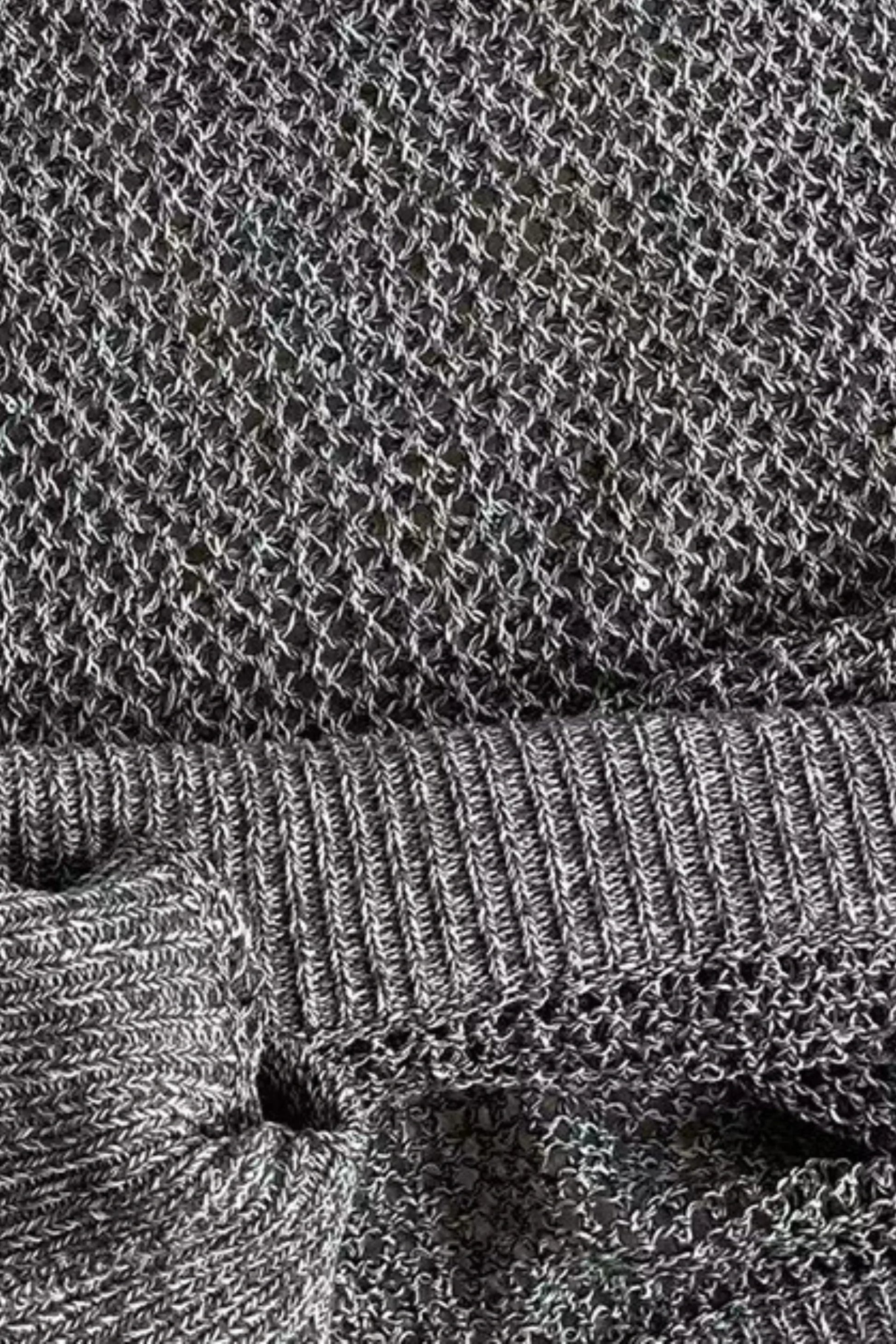 Grey Hollow-Knit Sleeveless Top with Ribbed Hem Gray