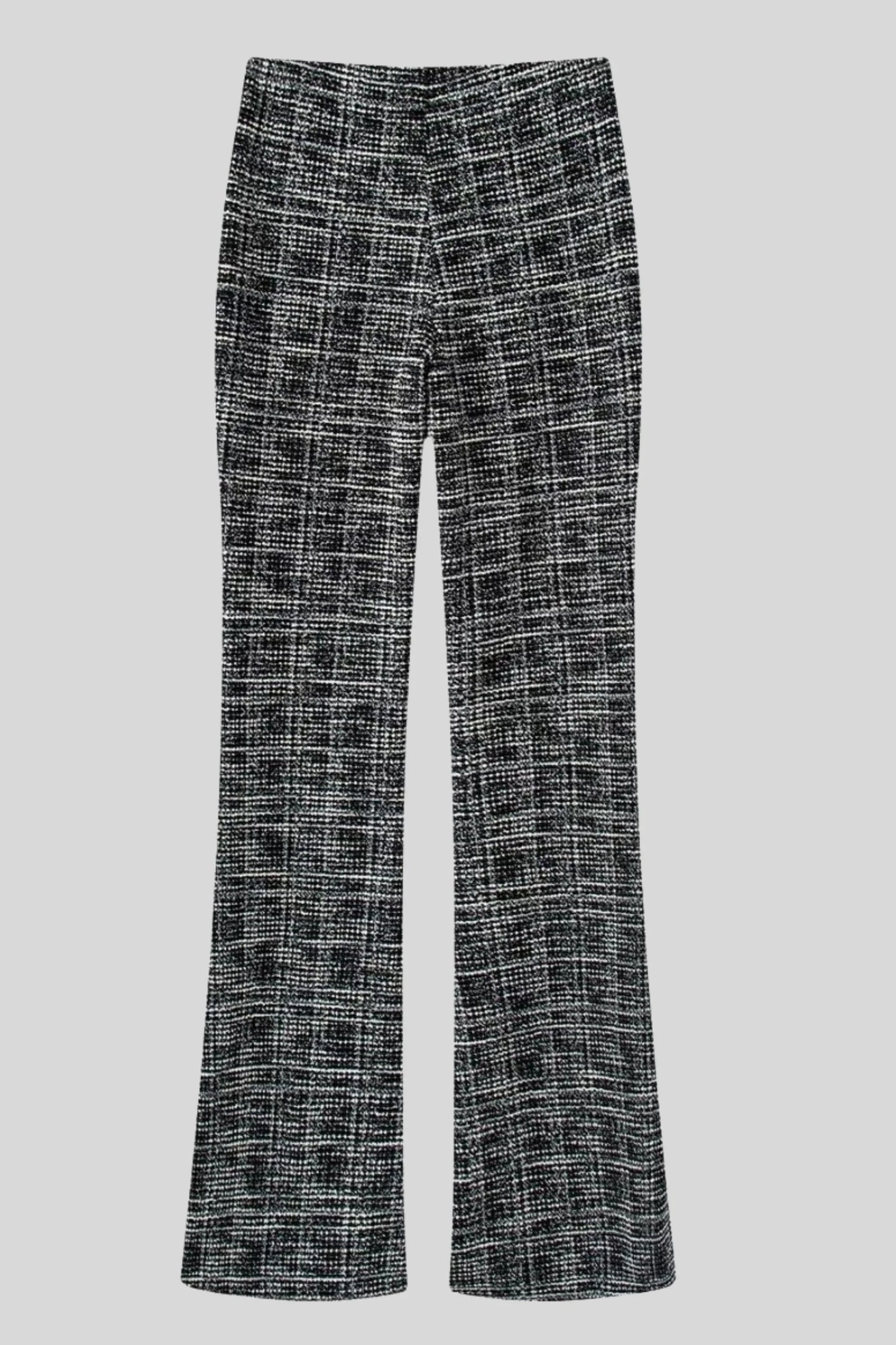 Tweed Flared Pants with Heart Buttons – Black Black
