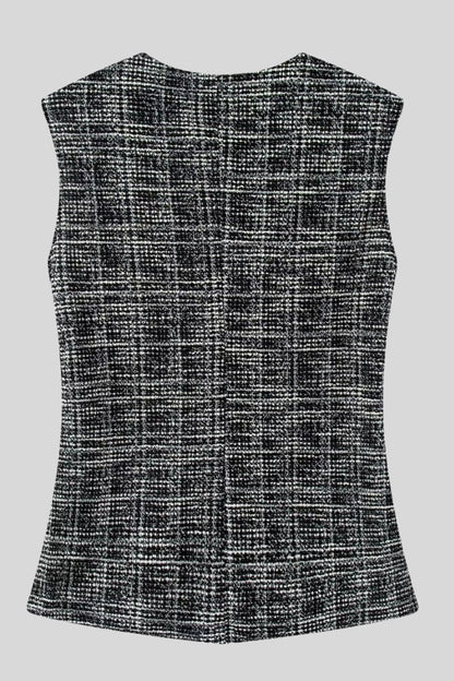 Tweed Flared Pants with Heart Buttons – Black Black
