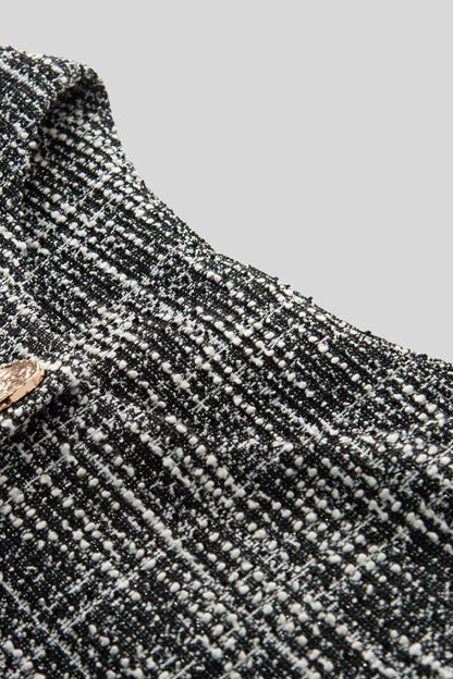 Tweed Flared Pants with Heart Buttons – Black Black