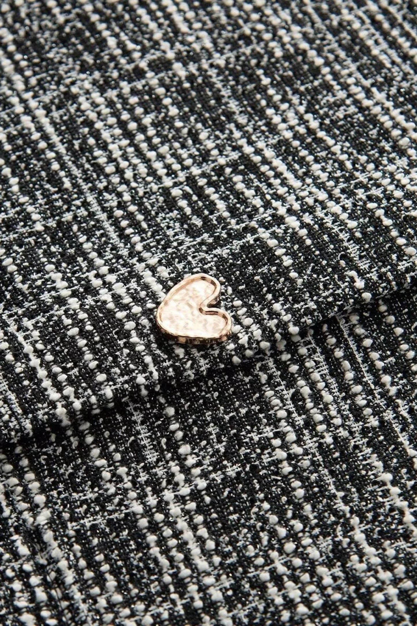 Tweed Flared Pants with Heart Buttons – Black Black