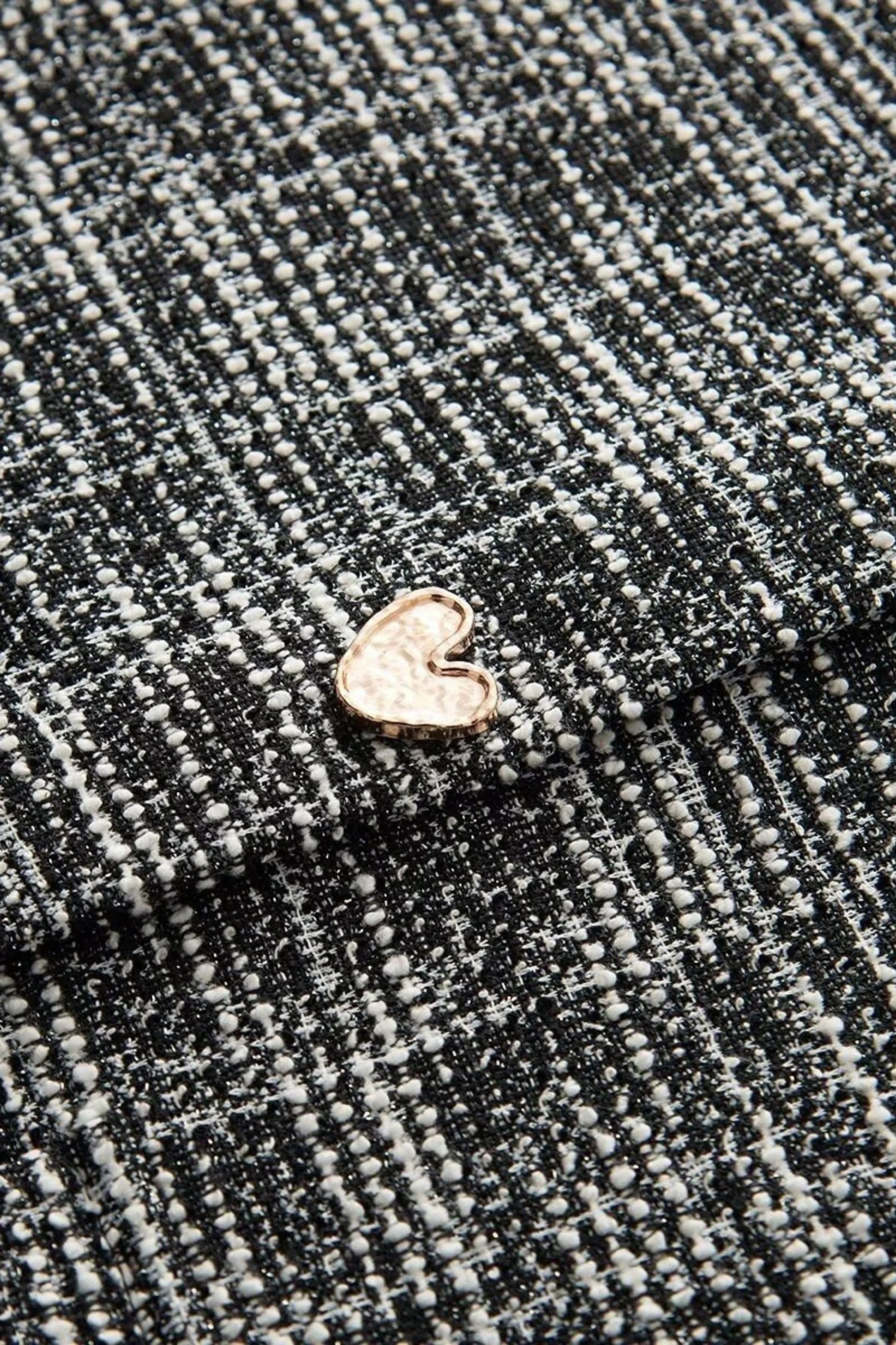 Tweed Flared Pants with Heart Buttons – Black Black