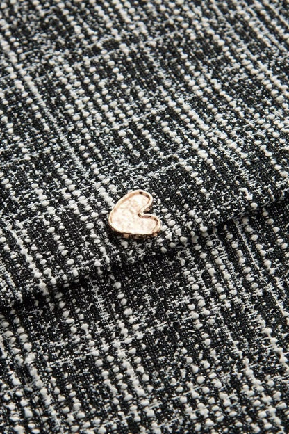 Tweed Flared Pants with Heart Buttons – Black Black