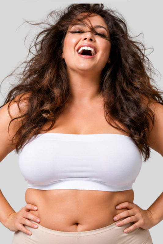 Seamless Strapless Bandeau Bra Top Wireless Soft Stretch white