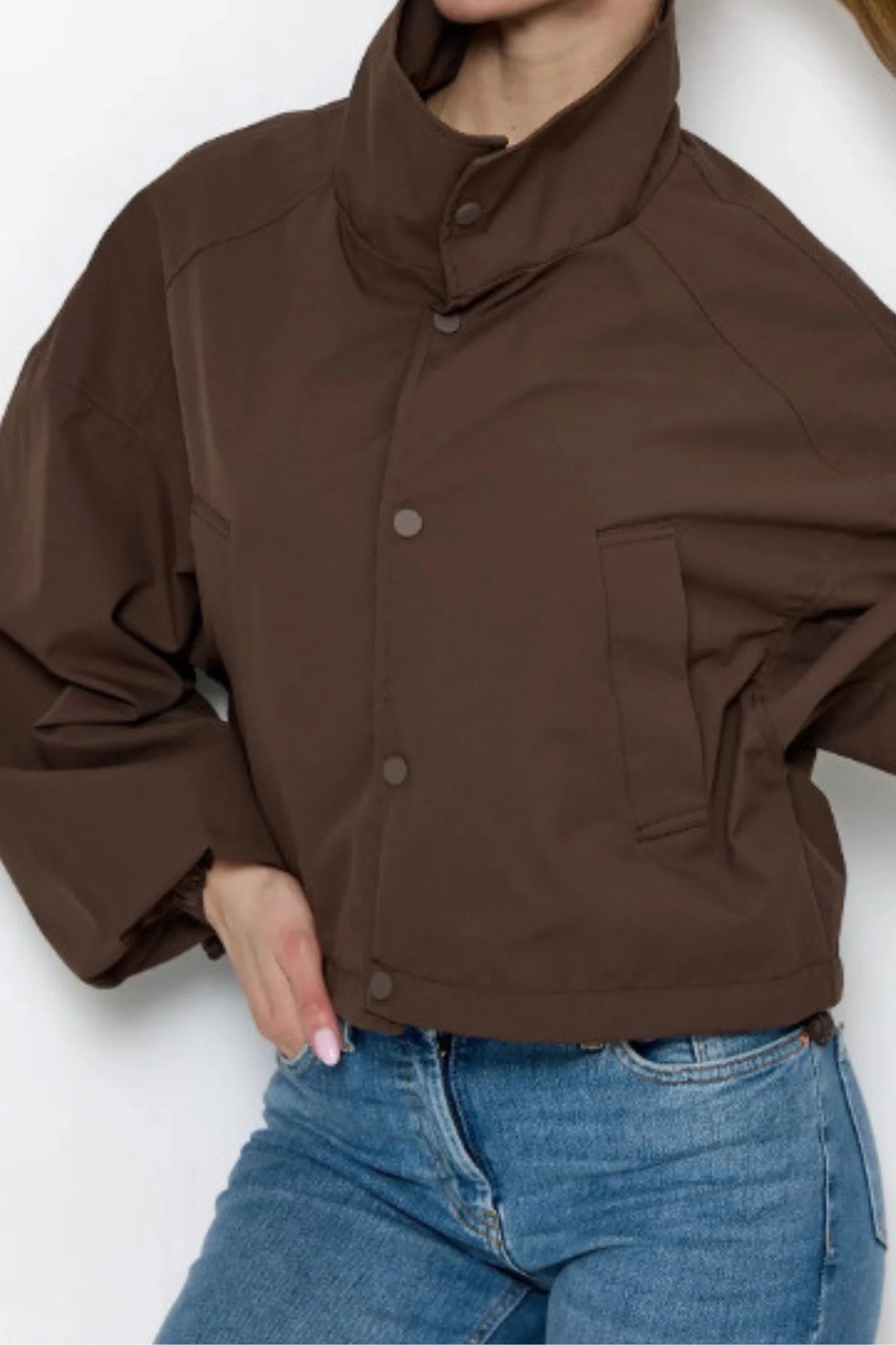 Women's Short Coat Trench Coat Loose Short Petite Jacket Coffee Brown