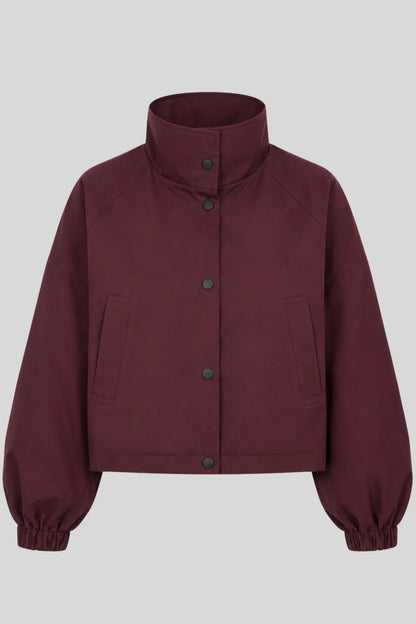 Women's Short Coat Trench Coat Loose Short Petite Jacket Burgundy