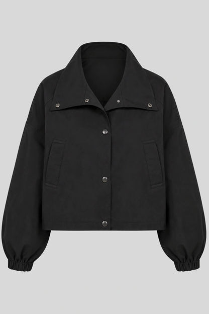 Women's Short Coat Trench Coat Loose Short Petite Jacket black