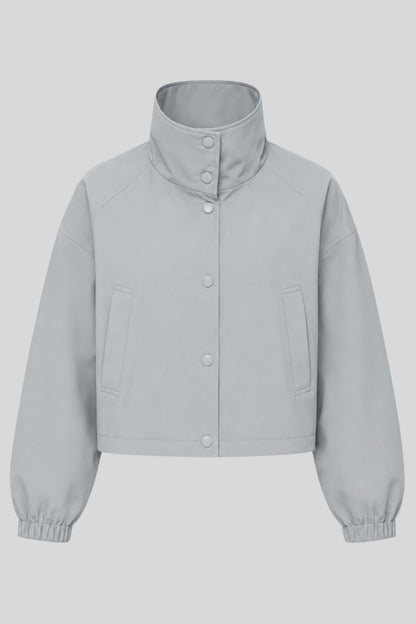 Women's Short Coat Trench Coat Loose Short Petite Jacket GRAY