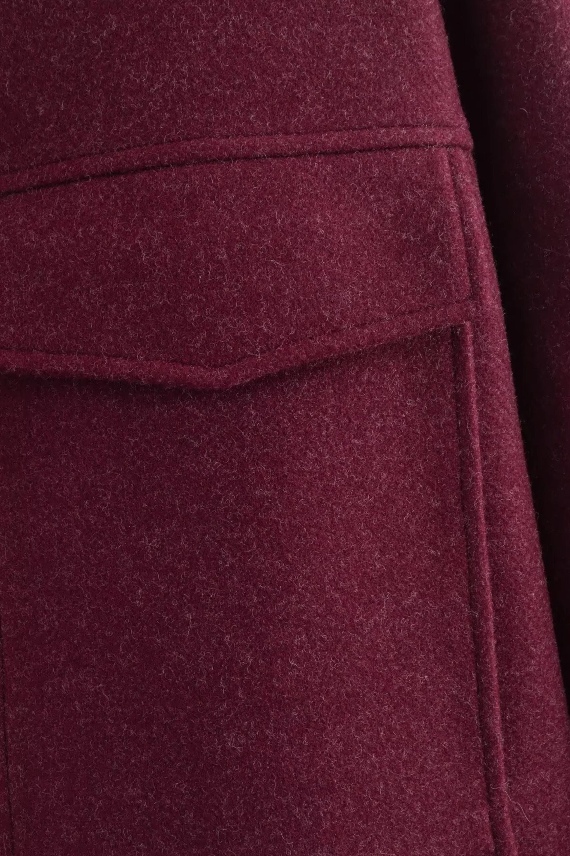 Zip-Front Wool-Look Jacket with Large Pockets – Burgundy Burgundy