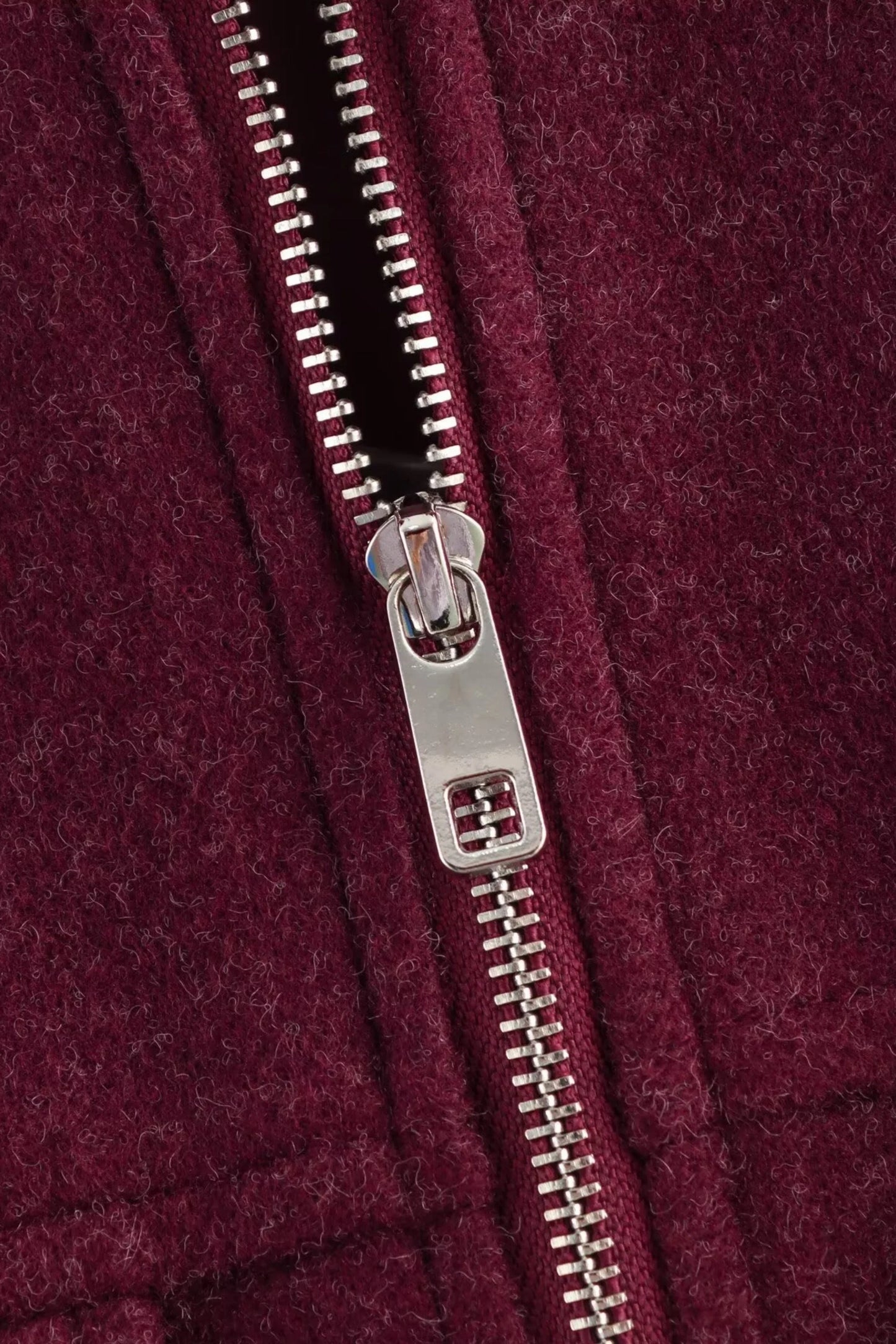 Zip-Front Wool-Look Jacket with Large Pockets – Burgundy Burgundy