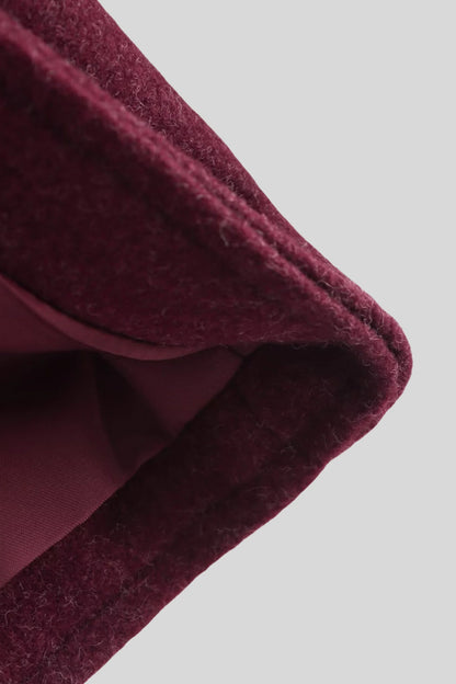 Zip-Front Wool-Look Jacket with Large Pockets – Burgundy Burgundy