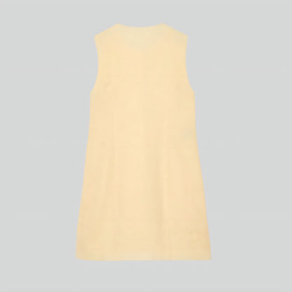 Alzya® Mini Dress in Yellow Linen | Starfish Buttons & Scalloped Hem