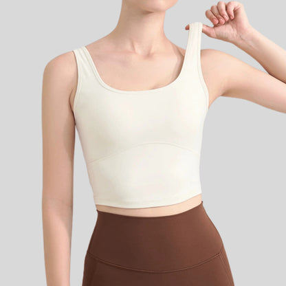 alzya Cross-Back Mesh Yoga Top_cream