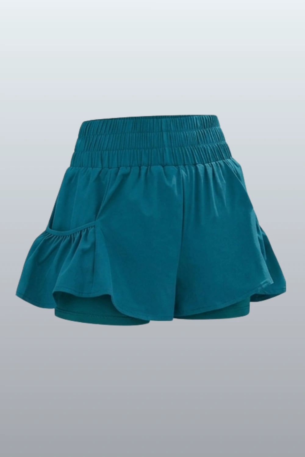 high-waist butterfly ruffle athletic skort  Dark Green