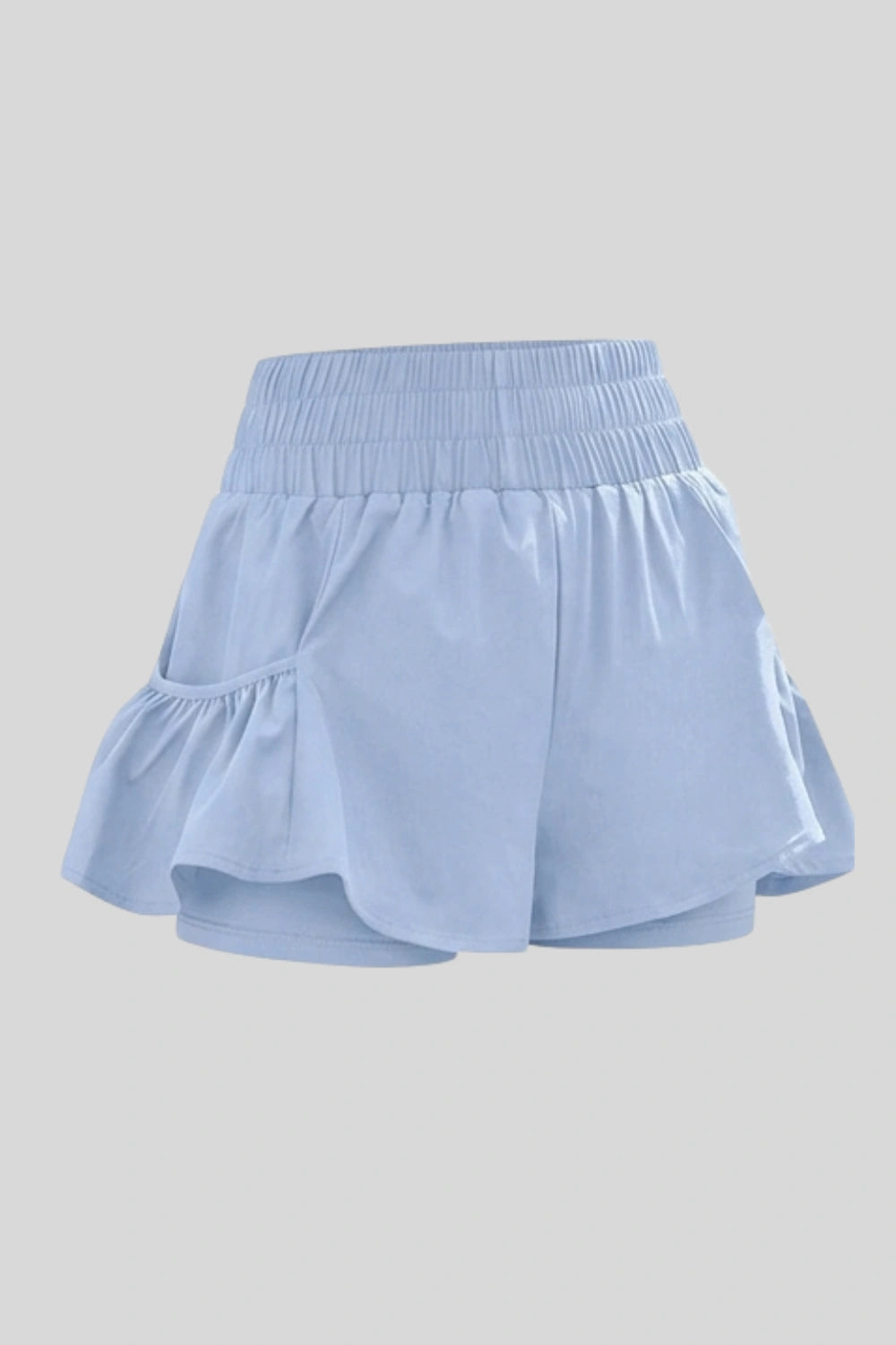 high-waist butterfly ruffle athletic skort Sky Blue