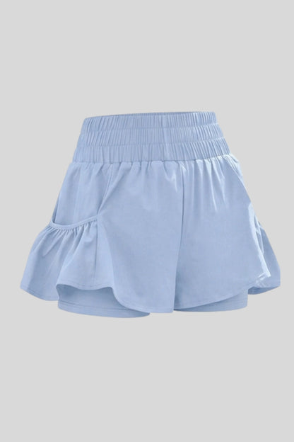 high-waist butterfly ruffle athletic skort Sky Blue