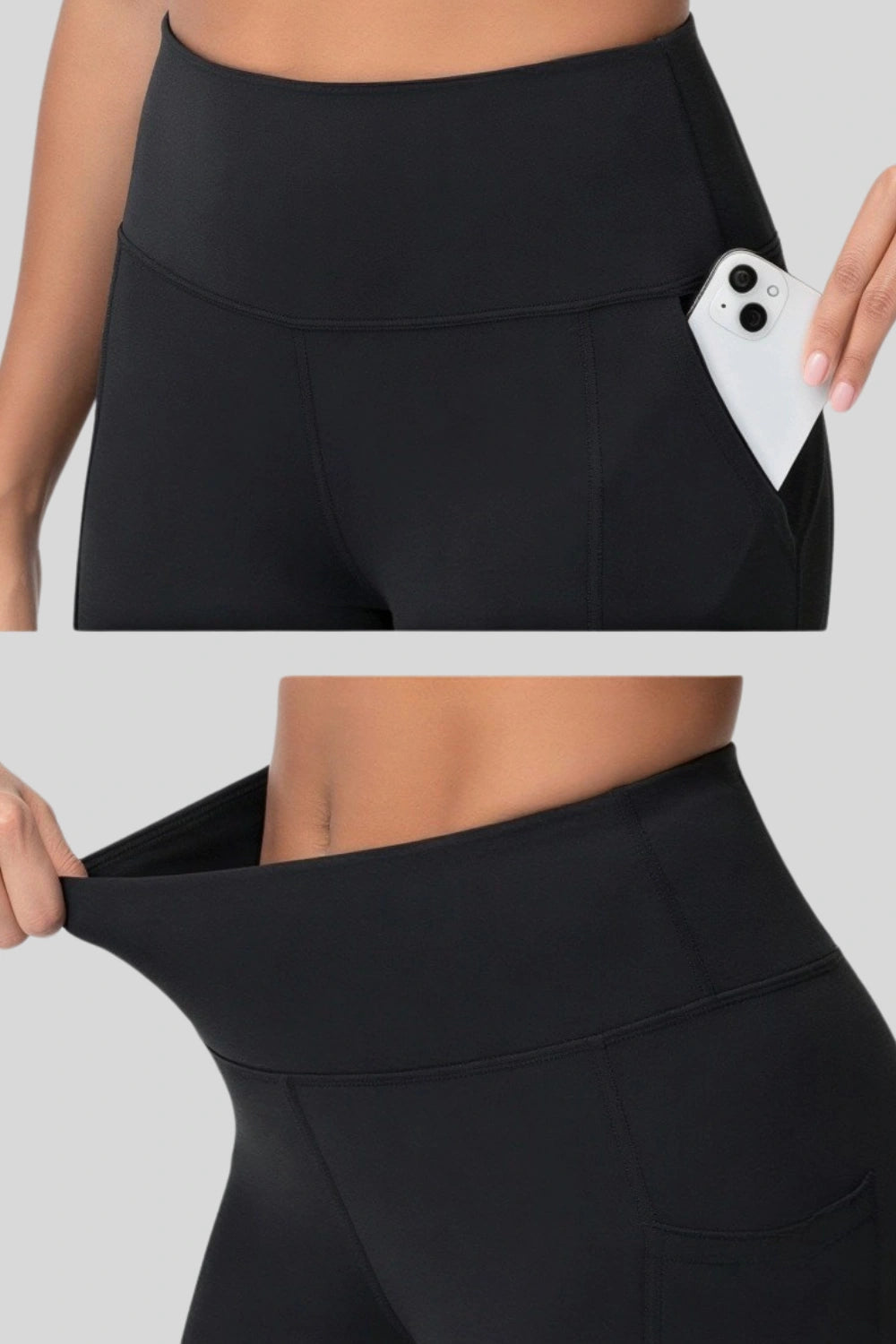 high-waist biker shorts compression side-pocket workout shorts BlaCk