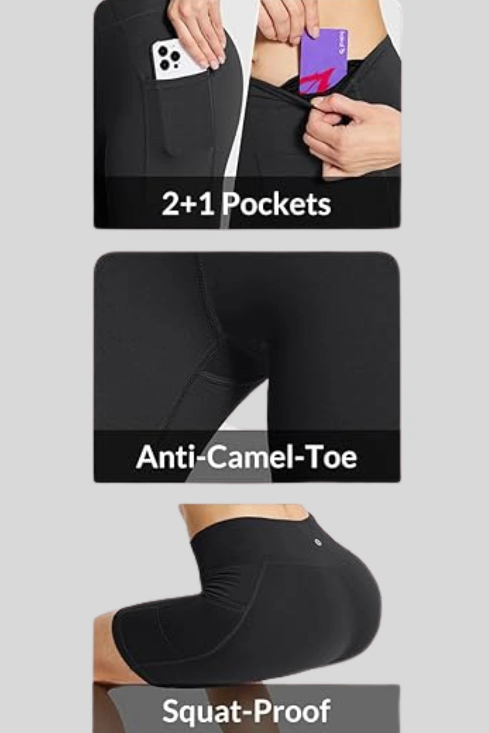 high-waist biker shorts compression side-pocket workout shorts BlaCk