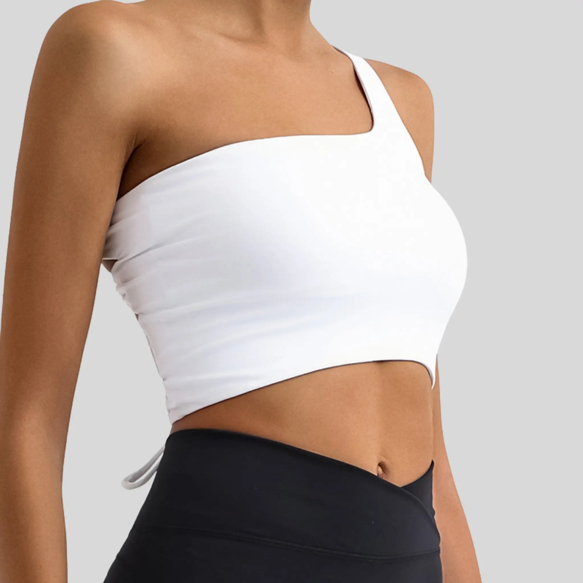 Alzya® Sports Bra – Asymmetric Lace-Back, Sculpted Support, Quick-Dry Fabric - Alzya