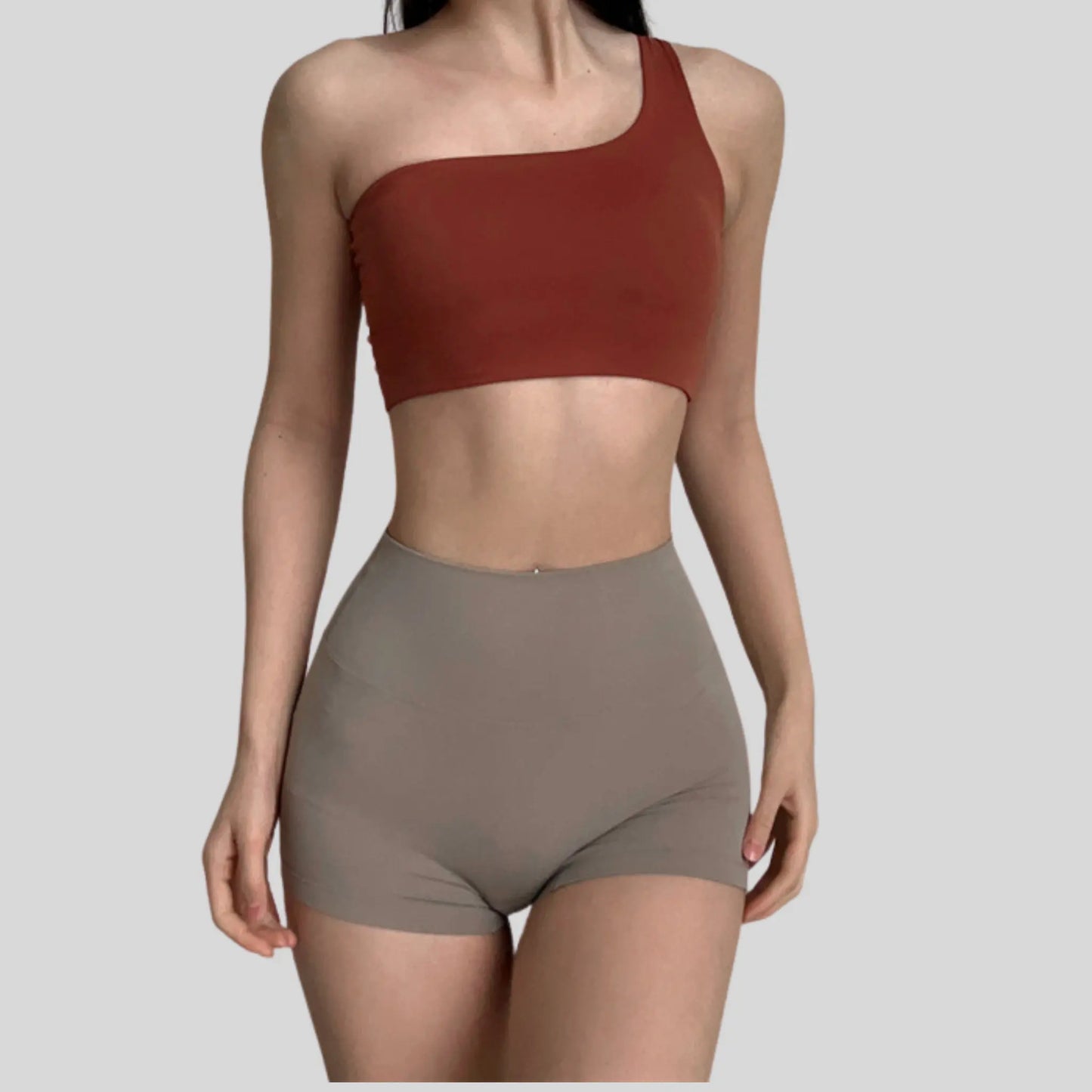 Alzya® Sports Bra – Asymmetric Lace-Back, Sculpted Support, Quick-Dry Fabric - Alzya