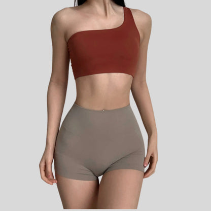 Alzya® Sports Bra – Asymmetric Lace-Back, Sculpted Support, Quick-Dry Fabric - Alzya