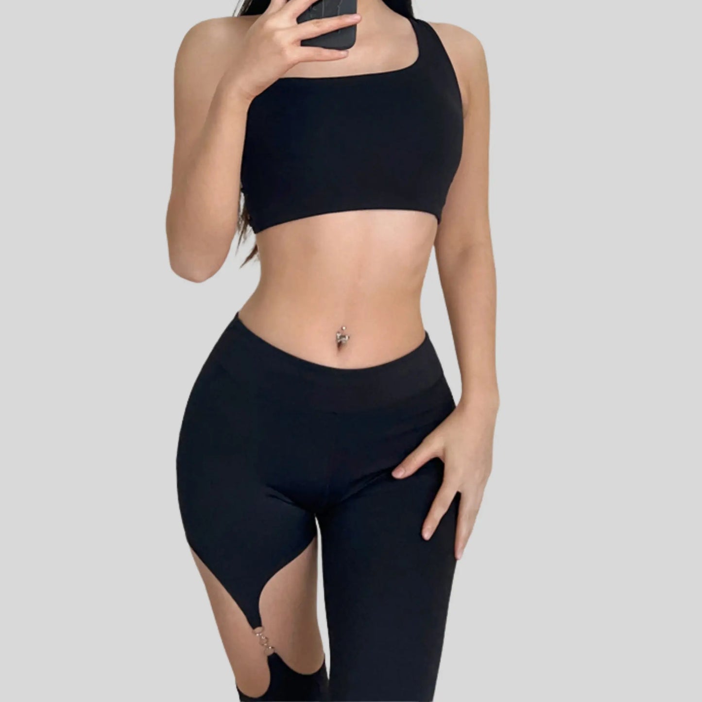 Alzya® Sports Bra – Asymmetric Lace-Back, Sculpted Support, Quick-Dry Fabric - Alzya