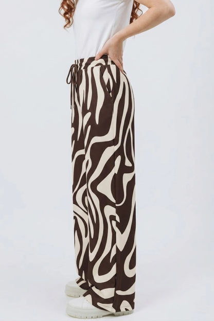 wide-leg linen-blend drawstring palazzo pants  Pattern Zebra