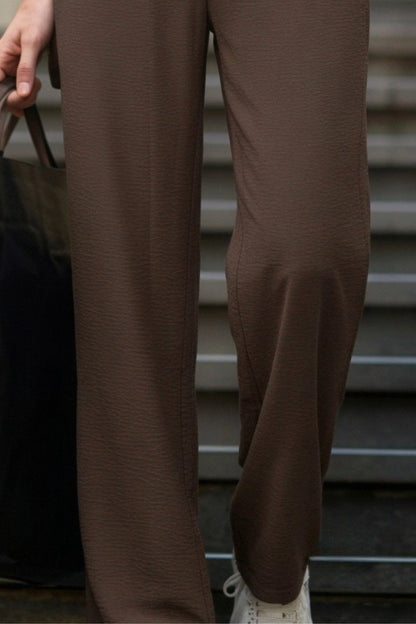 wide-leg linen-blend drawstring palazzo pants  Brown