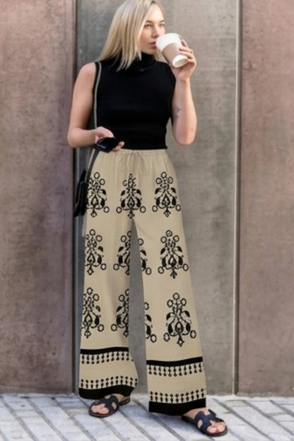 wide-leg linen-blend drawstring palazzo pants  Pattern Kah