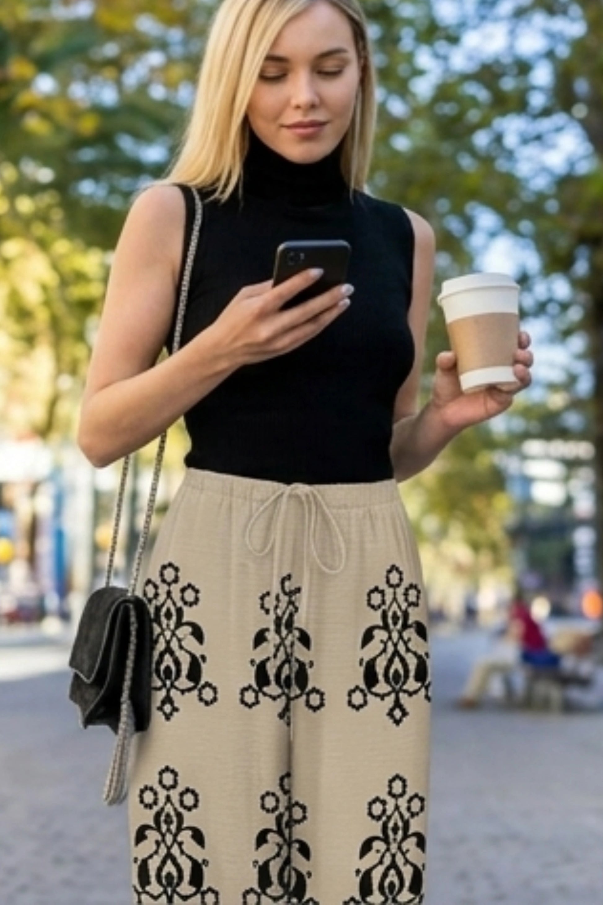 wide-leg linen-blend drawstring palazzo pants  Pattern Kah